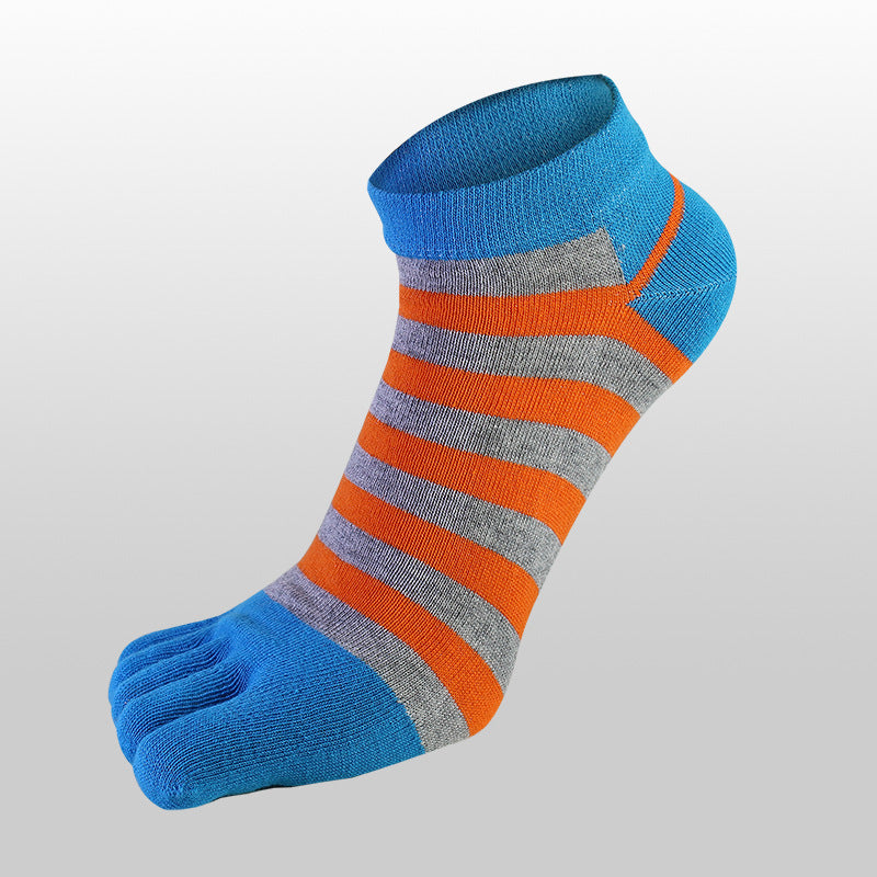 Men’s Breathable Cotton Five-Toe Socks - Anti-Slip Boat Socks for Sports, Spring/Summer Low-Cut Casual Crew Socks-3PRS