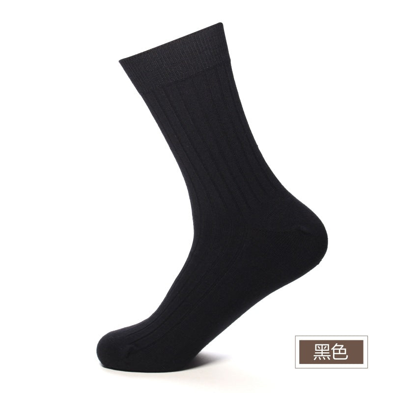 Men's Pure Cotton Business Socks, Mid-Calf, Spring/Summer Thin Double-Needle 100% Cotton, Odor-Resistant Summer Cotton Socks