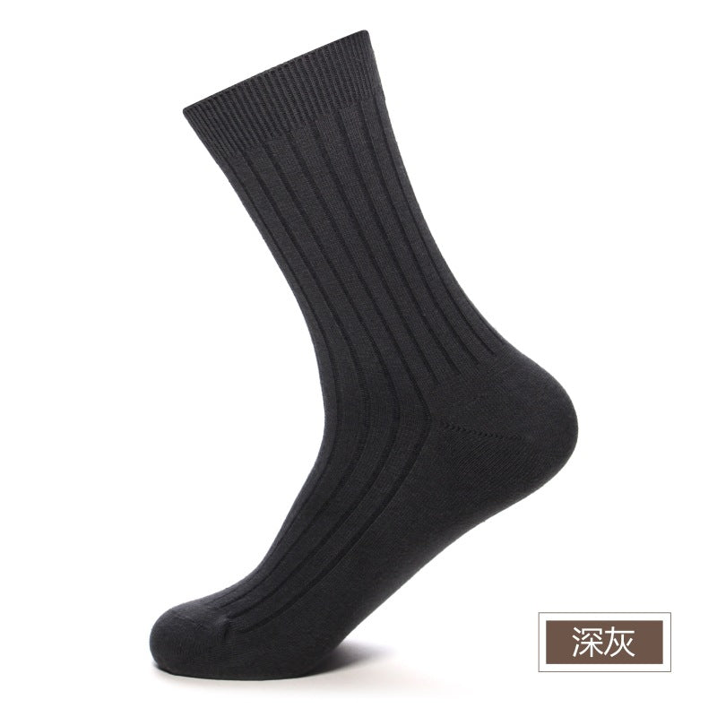 Men's Pure Cotton Business Socks, Mid-Calf, Spring/Summer Thin Double-Needle 100% Cotton, Odor-Resistant Summer Cotton Socks