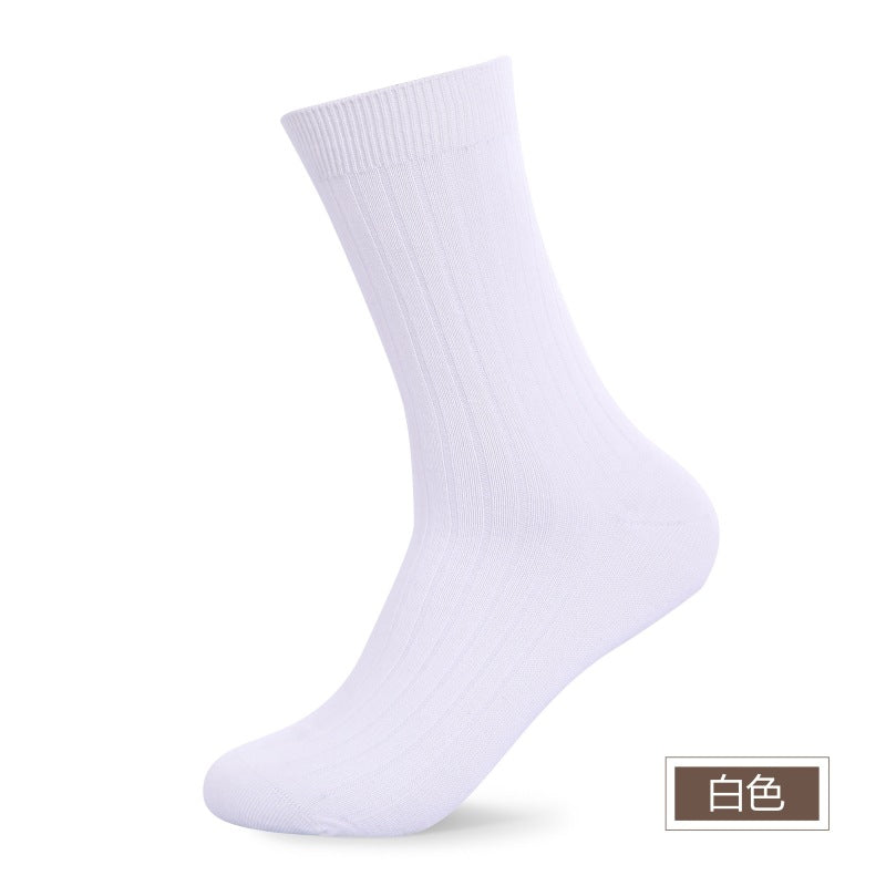 Men's Pure Cotton Business Socks, Mid-Calf, Spring/Summer Thin Double-Needle 100% Cotton, Odor-Resistant Summer Cotton Socks