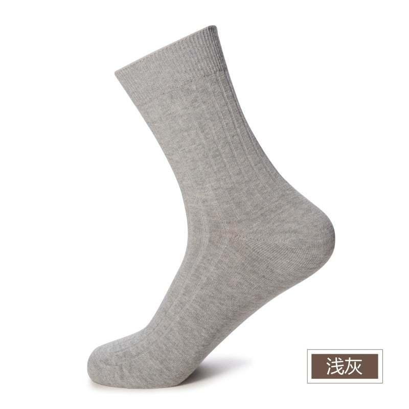 Men's Pure Cotton Business Socks, Mid-Calf, Spring/Summer Thin Double-Needle 100% Cotton, Odor-Resistant Summer Cotton Socks