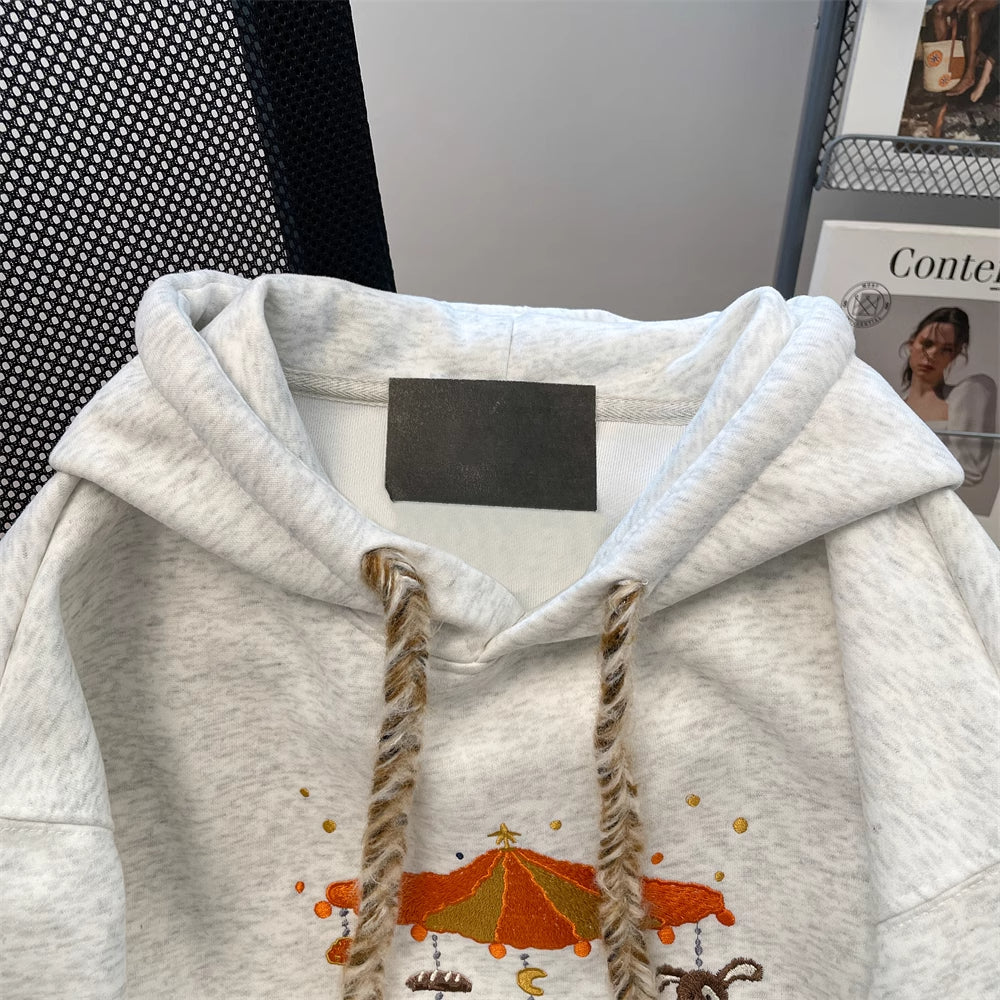 Viral Winter Embroidered Hoodie - Y2K Oversized Cozy Fleece, Eco-Friendly Streetwear