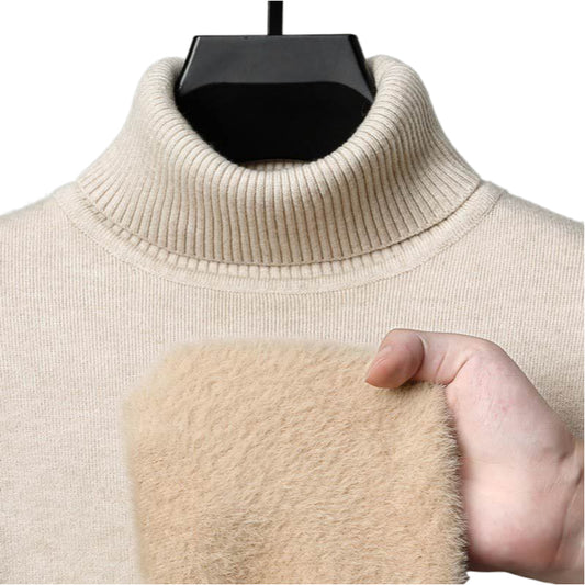 Semi-turtleneck Fleece Thickened Men's Winter New Warm Integrated Fleece, Bottomed Knitted Sweater