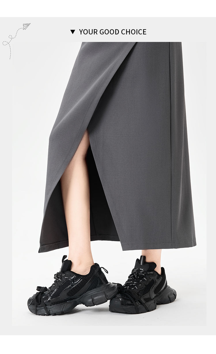 Power Midi Skirt: Sculpted Waist Pleats + Strategic Slit | Modern Tailoring
