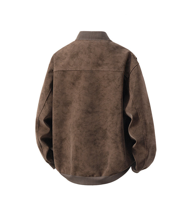 Artisan Deconstructed Leather Jacket - Ashy Gray Reconstructed Stand Collar (Sizes M-5XL)