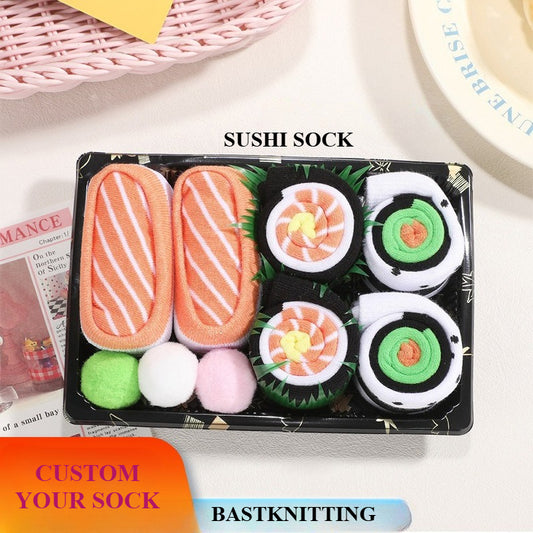 Creative Food Sushi Salmon Socks Women's Ins Tide Socks Skateboard Sports Socks Girls Stockings Stripes