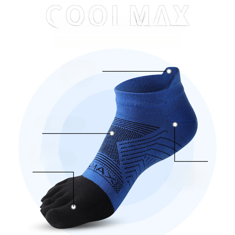 Sports Five-finger Men's CoolMax Mountaineering Marathon Socks Short Tube Women's Outdoor Professional Running Sub-toe Socks-3prs