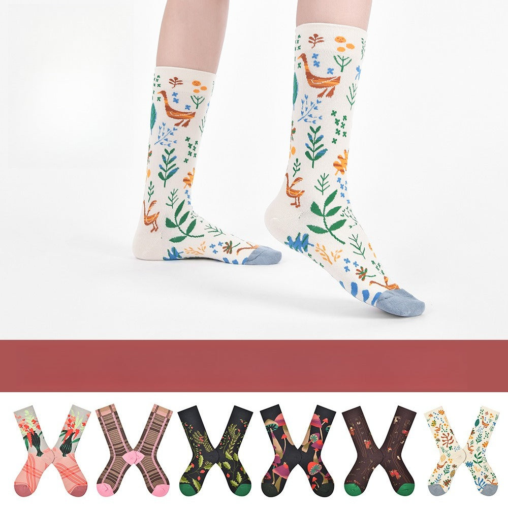 Designer Brand Mid-leg Socks Are Versatile Women's Cotton Outer Wear Trendy Socks