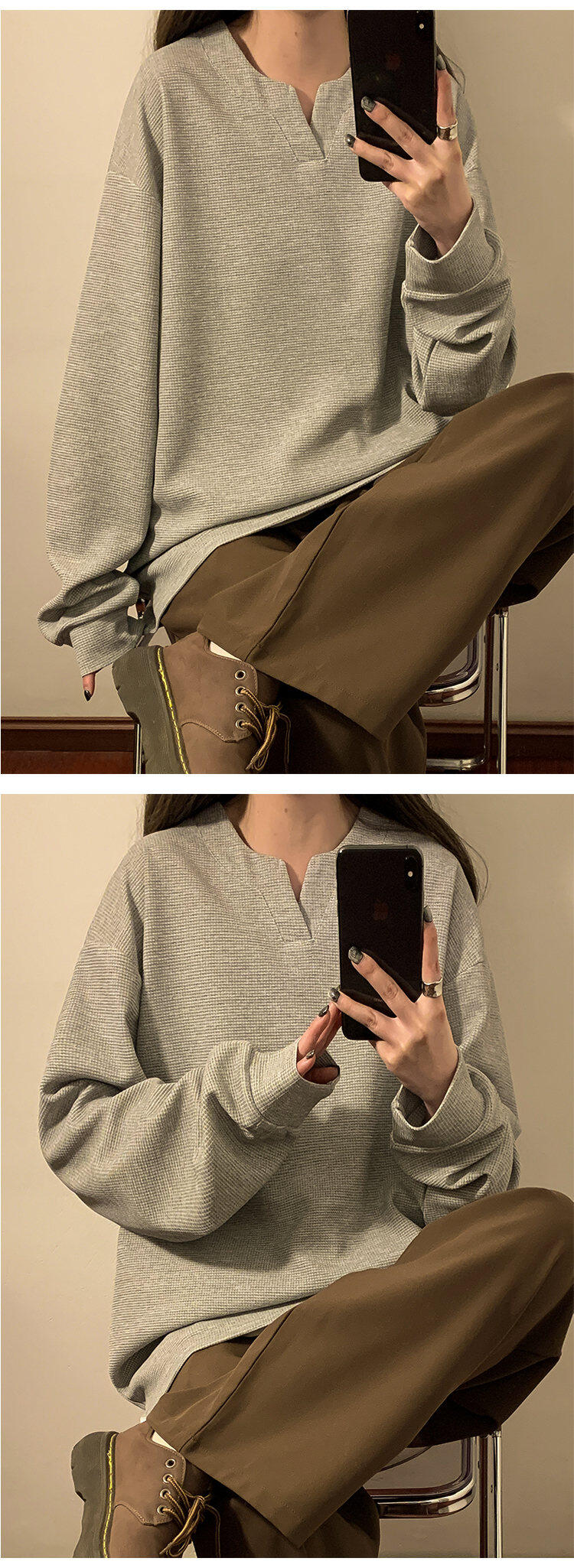 Trendy Plus Size Waffle Knit Oversized Sweatshirt for Women, Cozy Casual Loose Pullover Fall Winter Top