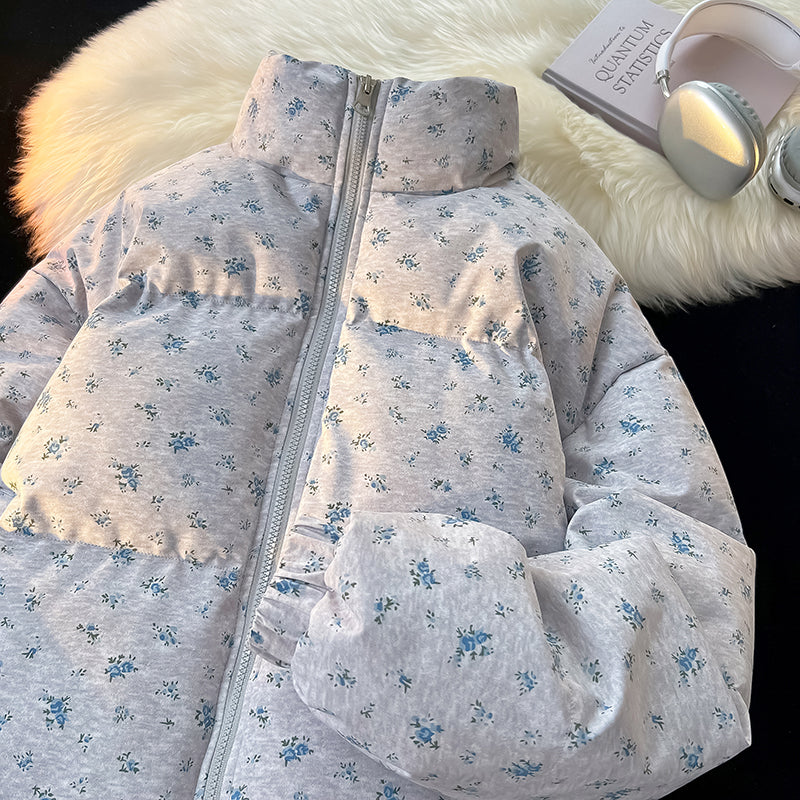 Winter Floral Matching Coats for Couples - Thickened Short Puffer Jackets His & Hers