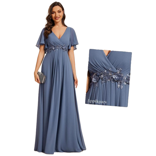 MatchSet Chiffon Dress | Draped Sleeve & Script Print | Sunset Stroll Romper
