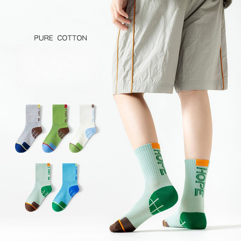 Boys Sports Socks Spring Summer Boys Boneless Breathable Mesh Socks Middle School Older Boys Student Medium Cotton Socks