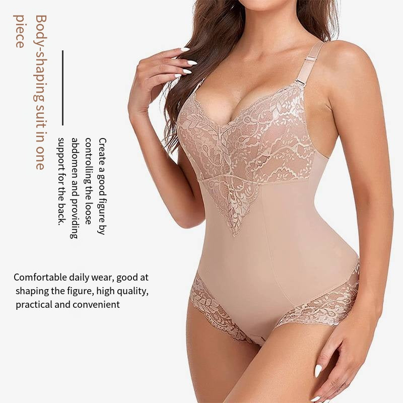 Premium Breathable Lace Corset Onesie - Hourglass Shaping Plus-Size Underwear with Tummy & Hip Control for Women's Athleisure Abdominal Lifting