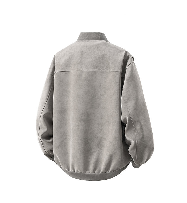 Artisan Deconstructed Leather Jacket - Ashy Gray Reconstructed Stand Collar (Sizes M-5XL)