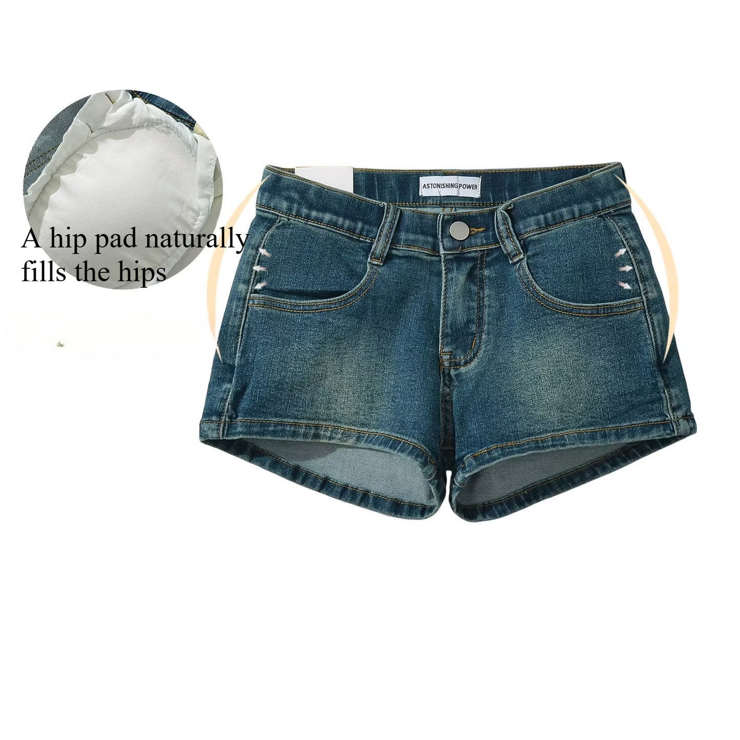 Spice Girls Low-Rise Denim Shorts: Women’s Summer Hip-Wrapped Tight Fit Hot Pants with Optional Hip Pads