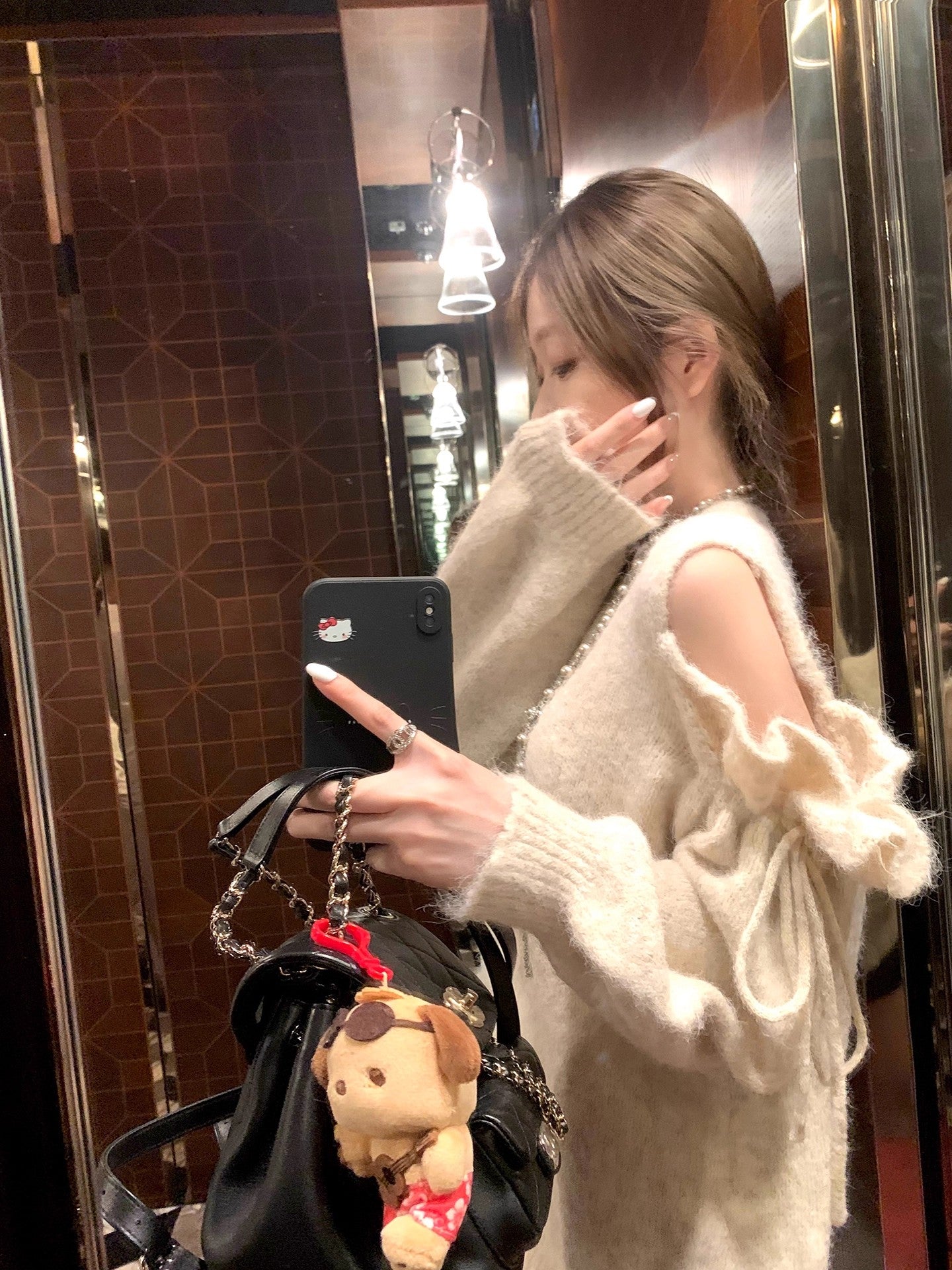 Nostalgic Gauze Pullover: Artisanal Shoulder Cut-Out + Ruched Lacing