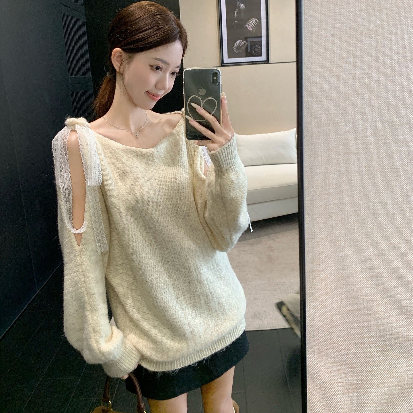 Luxe Slub-Knit Top: Sculpted Bow Shoulder + Airy Weightless Touch