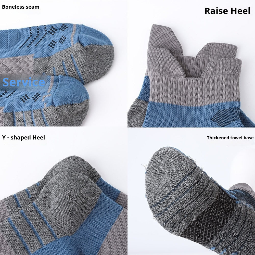 Socks Men's Summer COOLMAX Running Socks Antibacterial Sweat-absorbing Non-slip Breathable Short Tube Pressure Socks Towel Bottom Sports Socks