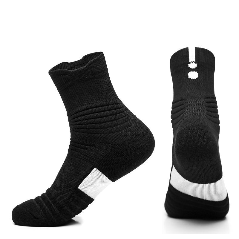 Men's Towel Bottom Non-slip Sports Boat Socks Terry Outdoor Medium and Short Tube Elite Socks Quick-drying Running Socks