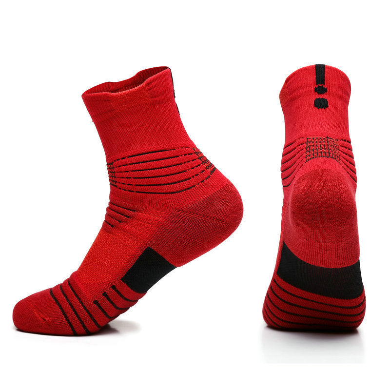 Men's Towel Bottom Non-slip Sports Boat Socks Terry Outdoor Medium and Short Tube Elite Socks Quick-drying Running Socks