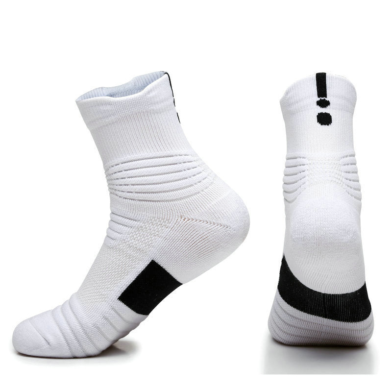 Men's Towel Bottom Non-slip Sports Boat Socks Terry Outdoor Medium and Short Tube Elite Socks Quick-drying Running Socks