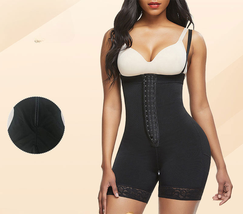 Premium Bodycon Bodysuit - High-Waisted 4-Way Stretch Shapewear with Zippered Breast & Tummy Control for Women's Athleisure skinny Tights