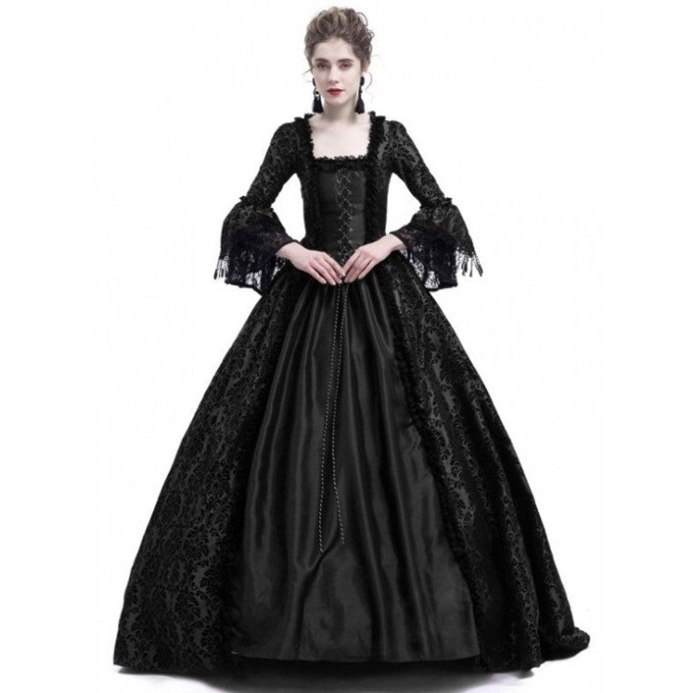 Lace Splicing Big Horn Sleeves Medieval Dress Court Vintage