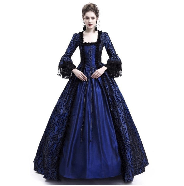 Lace Splicing Big Horn Sleeves Medieval Dress Court Vintage