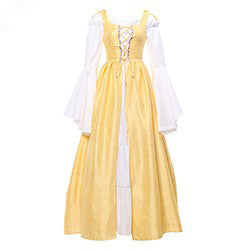 Square Collar Tied Waist Medieval Renaissance Vintage Dress