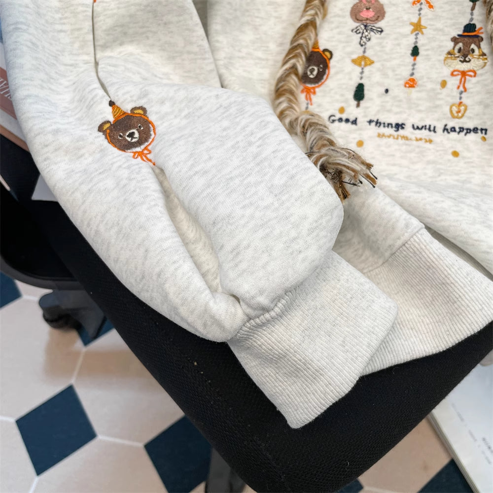 Viral Winter Embroidered Hoodie - Y2K Oversized Cozy Fleece, Eco-Friendly Streetwear