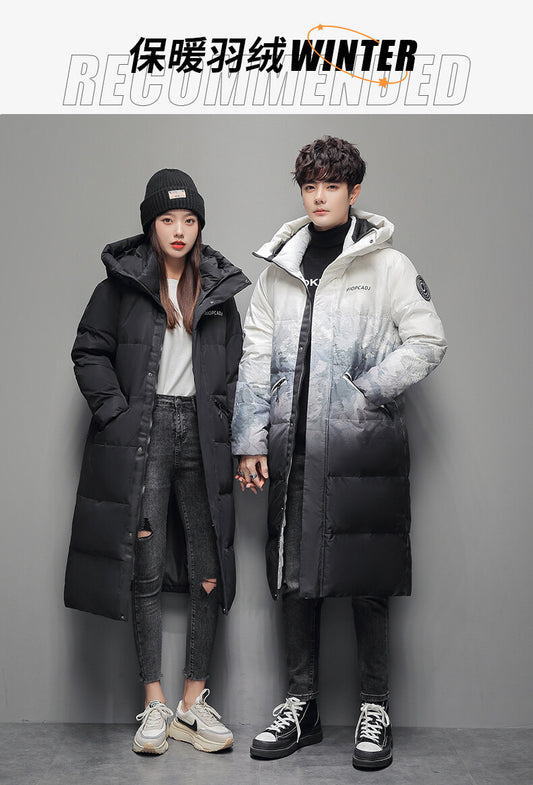 Winter Gradual Change Down Jacket Can Be Two Open Men's Medium and Long Knee New Thickened Snow Mountain Fashion Coat