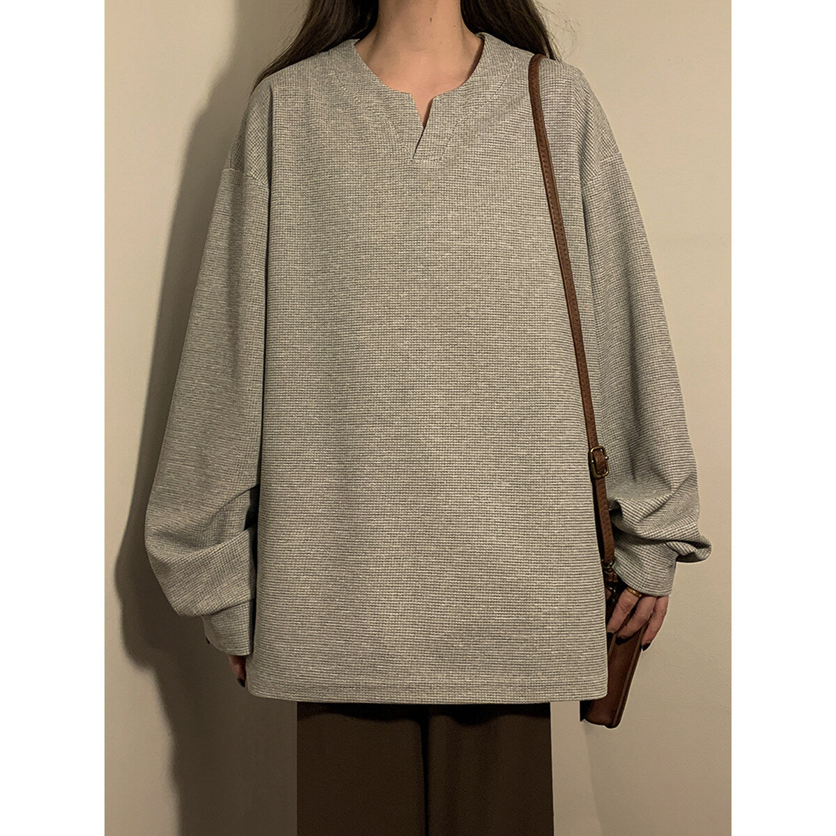 Trendy Plus Size Waffle Knit Oversized Sweatshirt for Women, Cozy Casual Loose Pullover Fall Winter Top