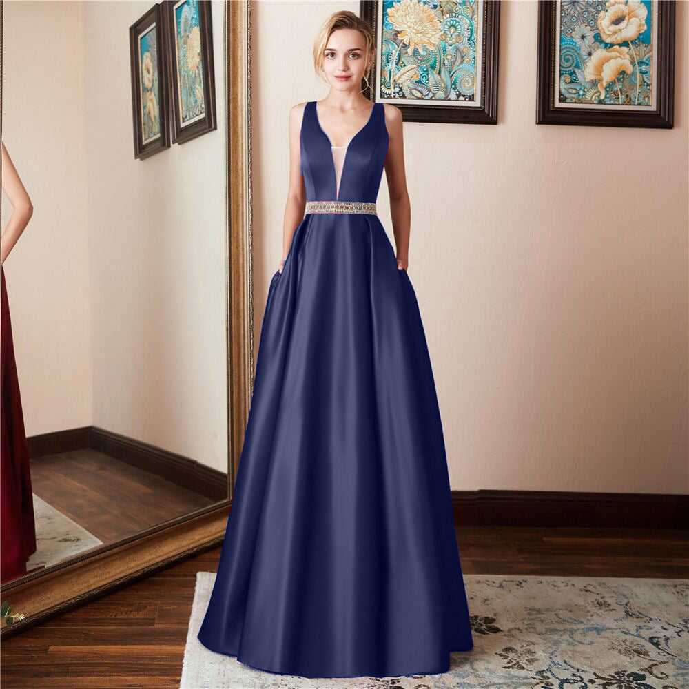 New Banquet Sleeveless Backless Evening Dress