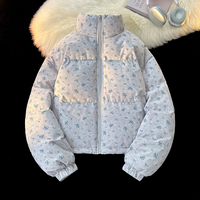 Winter Floral Matching Coats for Couples - Thickened Short Puffer Jackets His & Hers