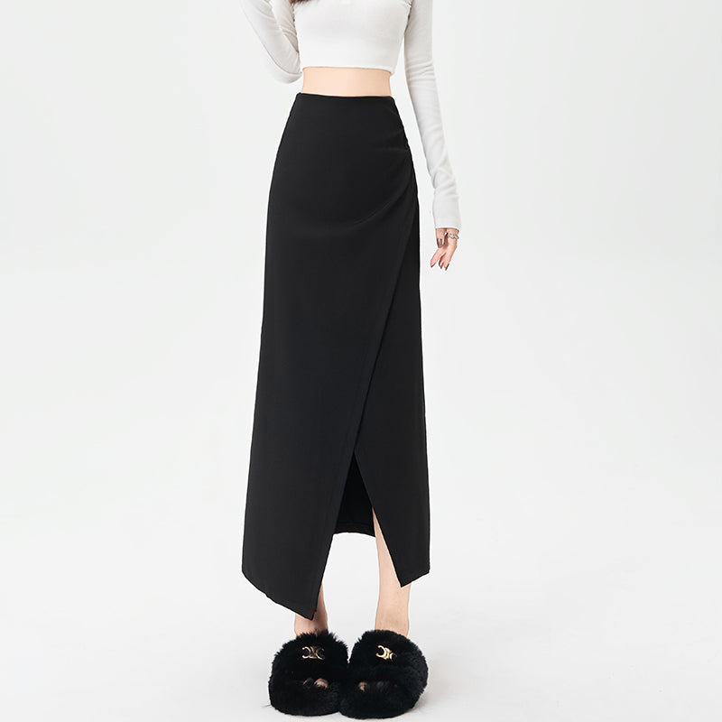 Power Midi Skirt: Sculpted Waist Pleats + Strategic Slit | Modern Tailoring