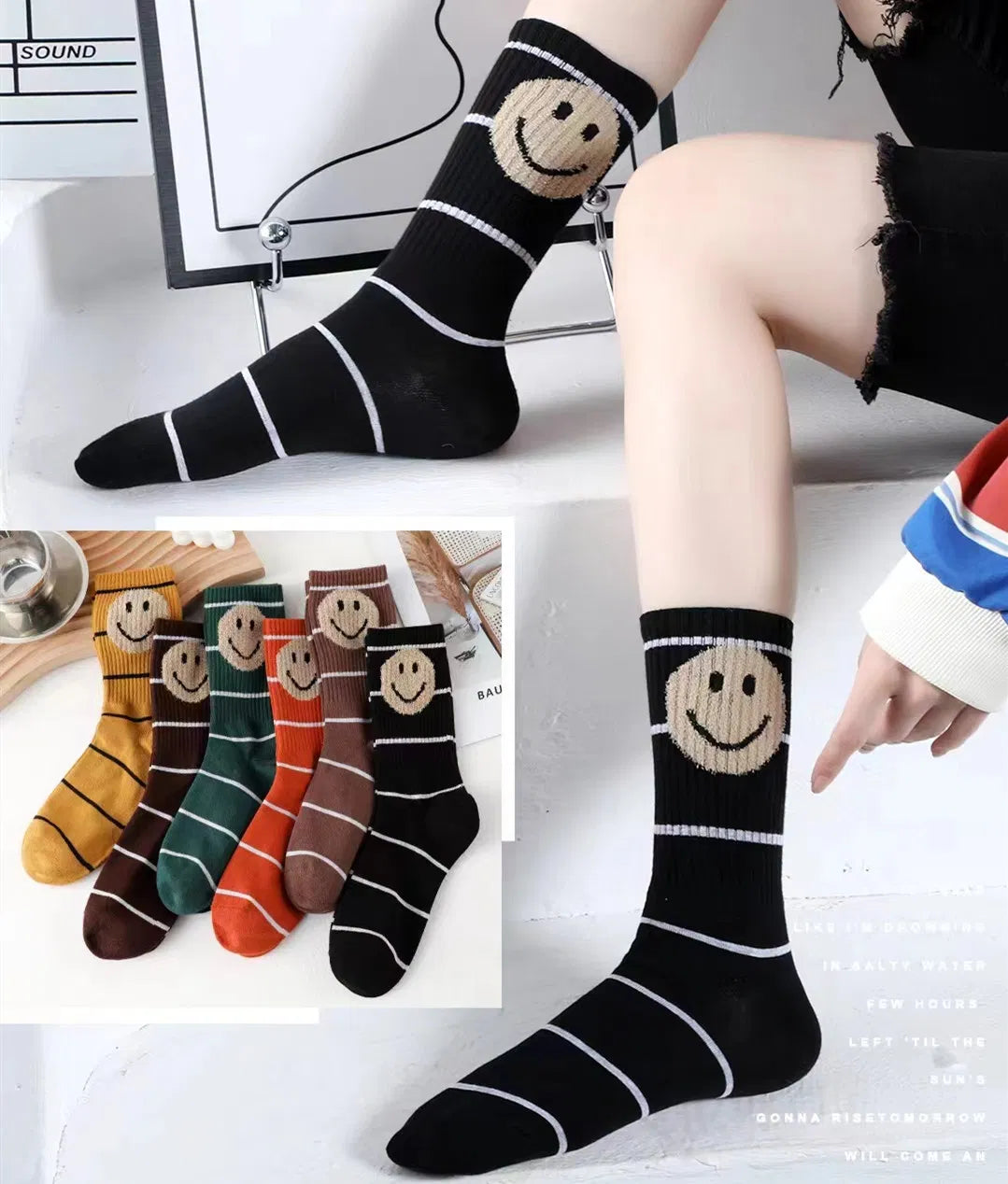 Autumn New Style Fashion High Quality Younger Women Girl Lady Cotton Wholesale Custom Funny Grip Happy Sock