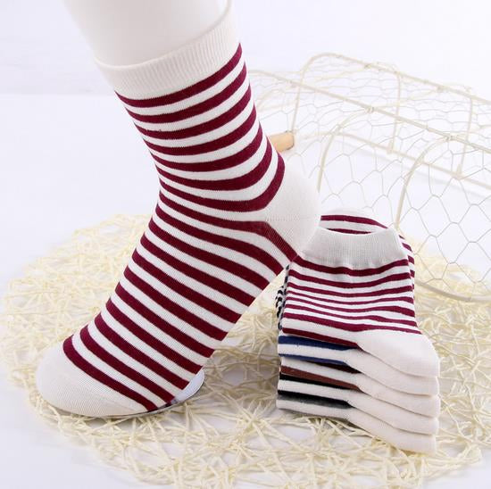 Custom Logo Candy Colors Men Women Socks Fashion Stripe Cotton Crew Socks Unisex