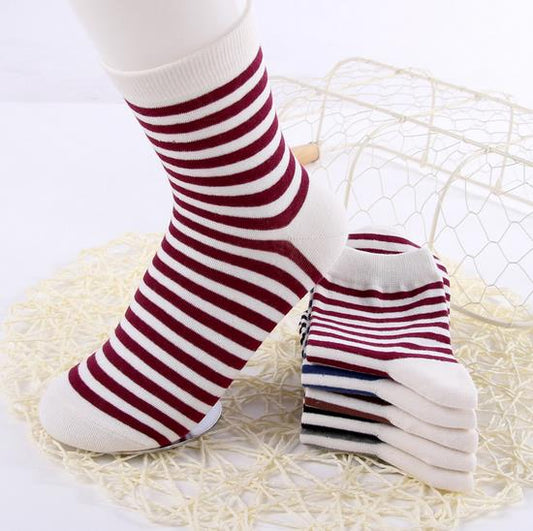 Custom Logo Candy Colors Men Women Socks Fashion Stripe Cotton Crew Socks Unisex