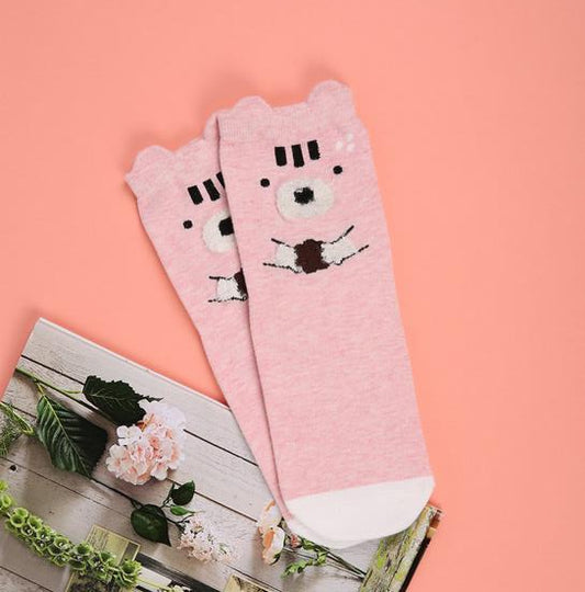 Cute Animal Cotton Socks Cat with Dog Summer Short Women Socks