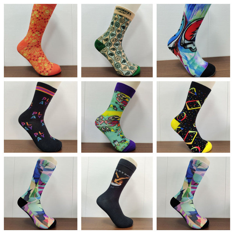 Fashion 360 Digital Printed Socks Customized Street Street Skateboarding Seamless Printing Socks