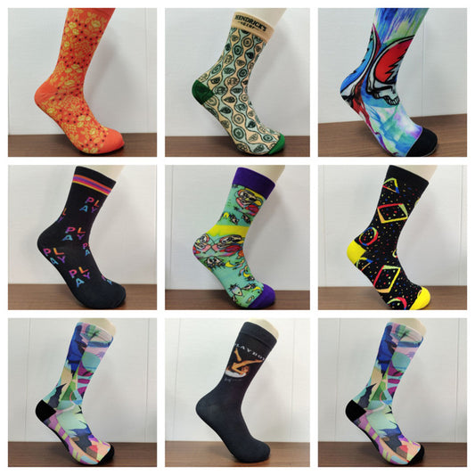 Fashion 360 Digital Printed Socks Customized Street Street Skateboarding Seamless Printing Socks