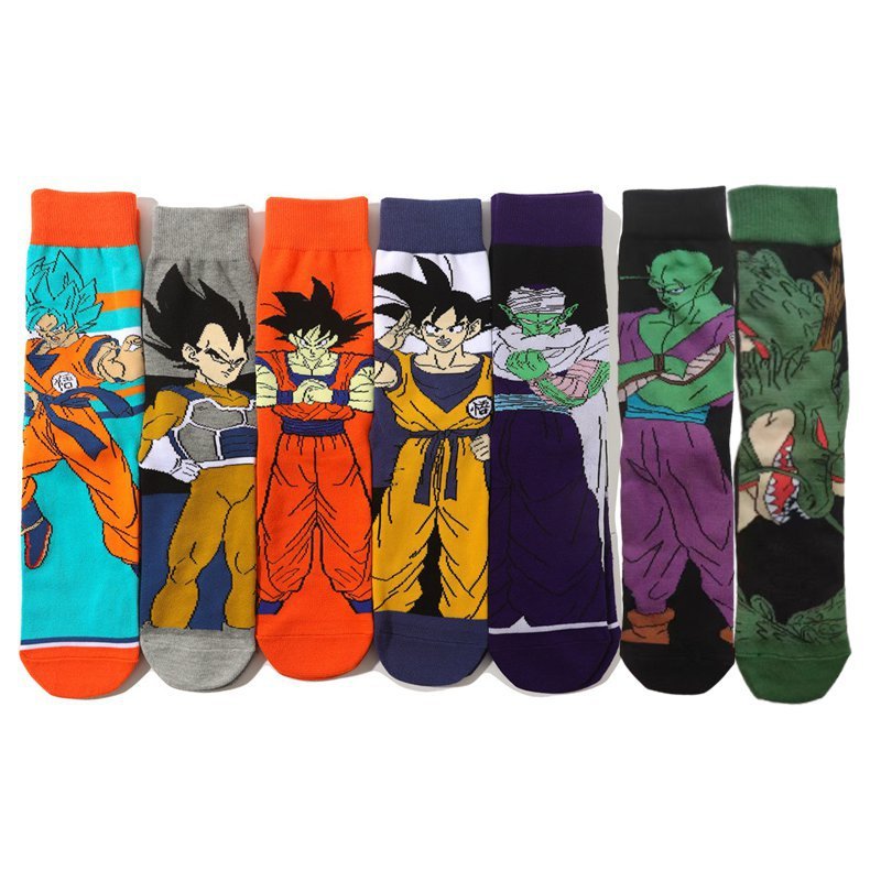 Men's Dragon Ball Cotton Long Tube Tide Socks Four Seasons Medium Tube Women's Animation Animation Men's Socks-5PRS