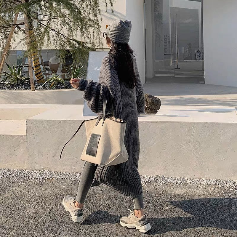 Lazy Trendy Medium and Long Over-the-knee Sweater Jacket for Women