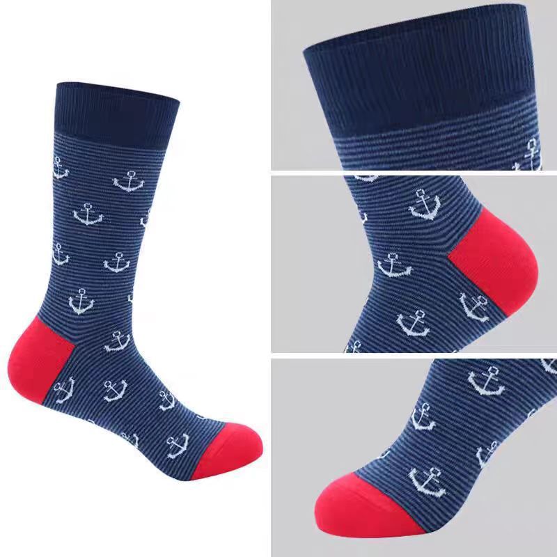 Socks Men's Plus Size Stockings Striped Cotton Socks Business Medium Tube