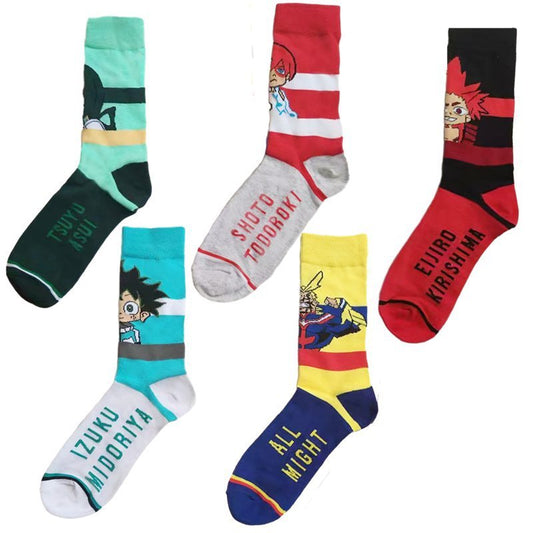 Men's Medium Tube Wholesale Four Seasons Animation Men's Socks Hero College Women Ins Cotton Casual Socks-5PRS