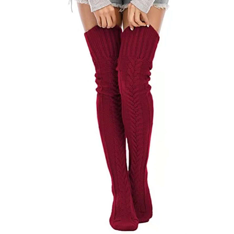 Mohair Long Tube Knee Stacking Socks Women, Cross-border Long Tube Extended Knitted Wool Socks Women