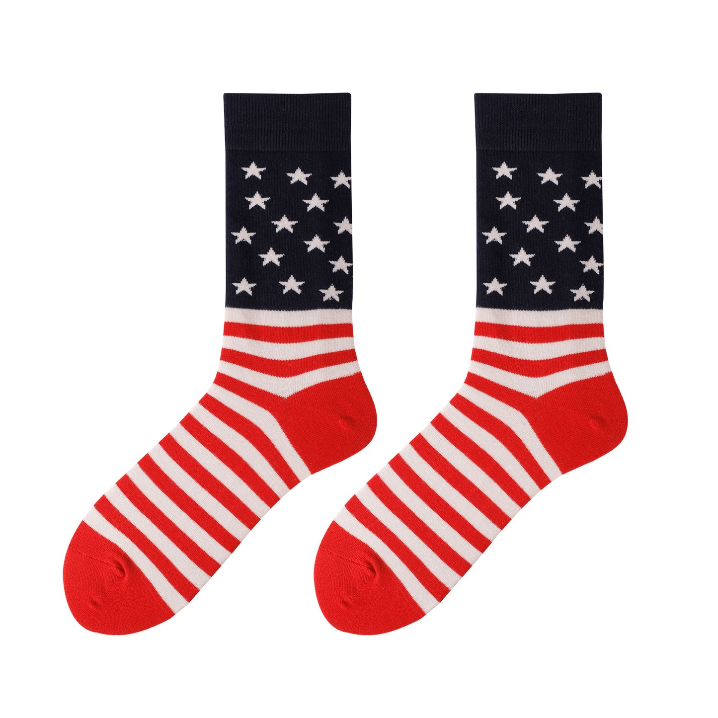 National Flag Veterans Day Explosion Plus Size Sweat-absorbing Women's Striped Cotton Socks Medium Tube Socks Men