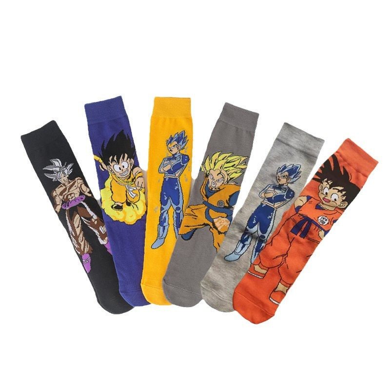 Men's Dragon Ball Socks Animation Movie Medium Tube Cotton Socks Cartoon Women's Stockings Men's Socks Trend Cotton Socks-5PRS
