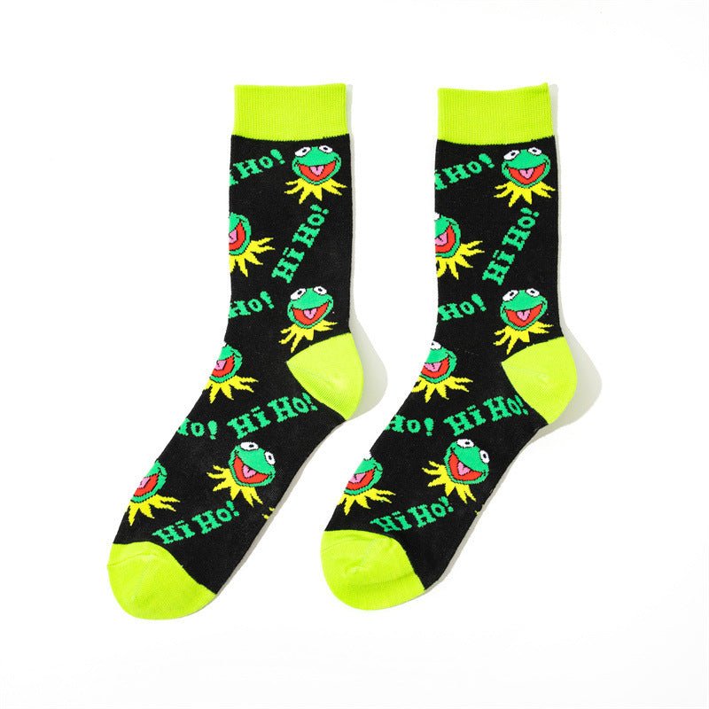 Male Medium Tube Personality Pattern Men's Animation Women's Wholesale Socks Long Tube Comic Film Socks-5PRS