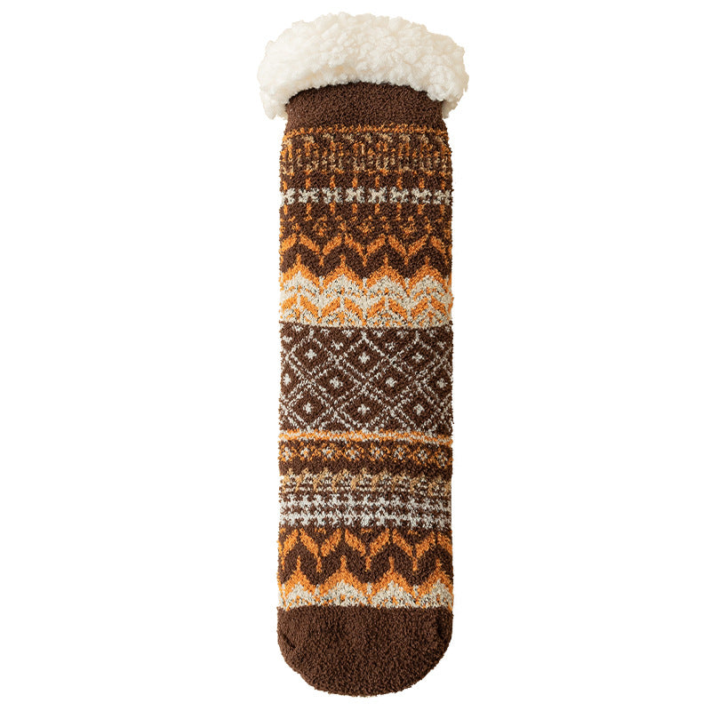 Lamb Wool Floor Socks Children's Autumn and Winter Fleece Thickened Warm Non-slip Silicone Home Socks